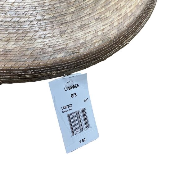 L Space Riviera Hat 100% Straw Natural One Size Woven Rim Beach Palm Resort Wear - Picture 3 of 7